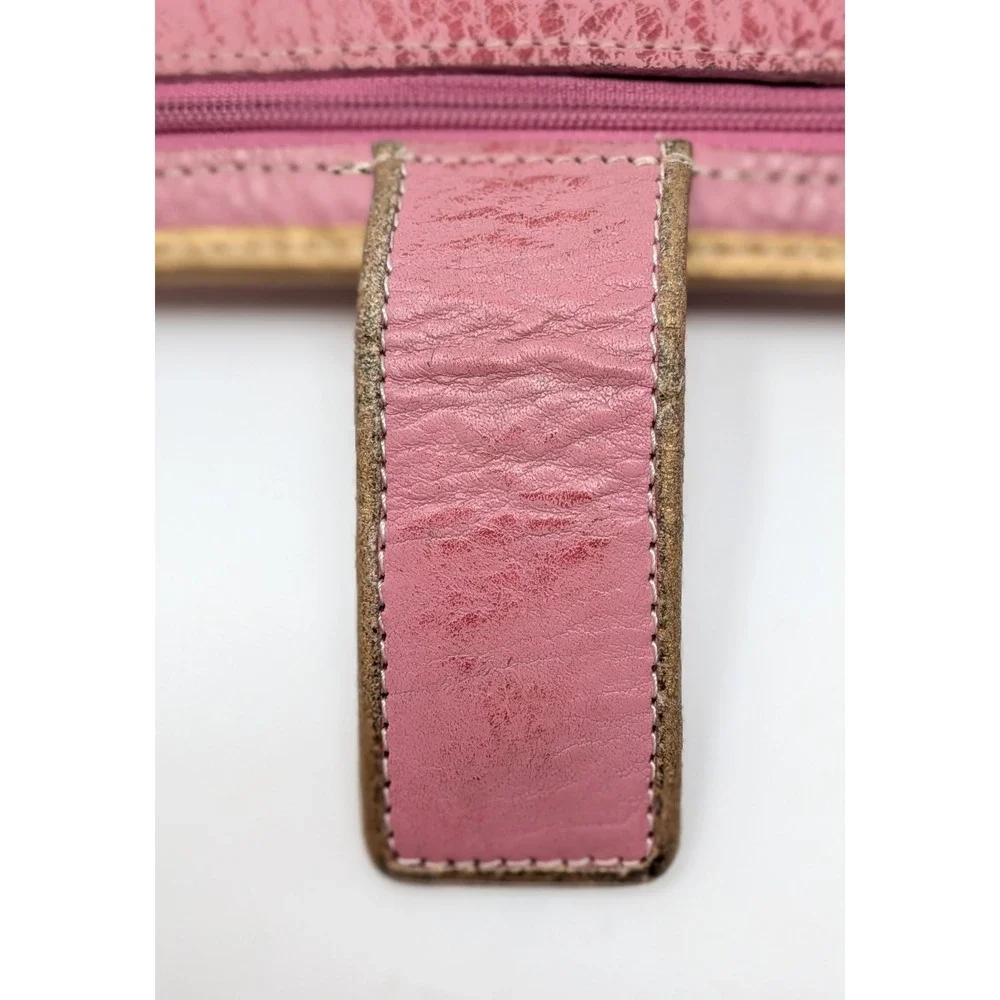 Fossil Pink Floral Leather Checkbook Wallet Boho Embroidered Studded Organizer